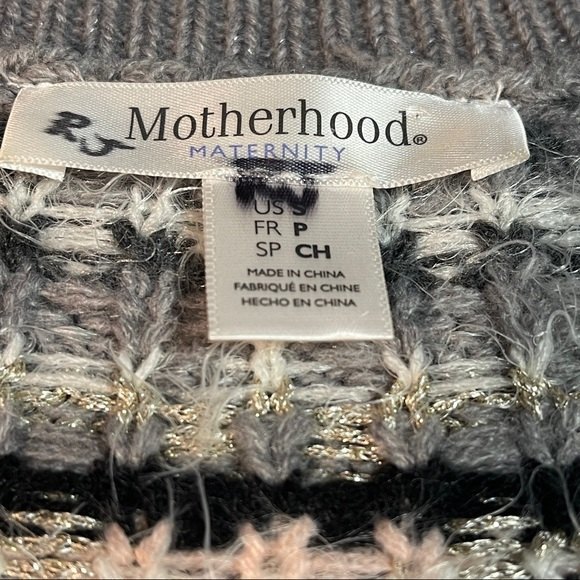 Fair Isle Motherhood Maternity Long Sleeves round Neck Women's Sweater Size S - Picture 2 of 7